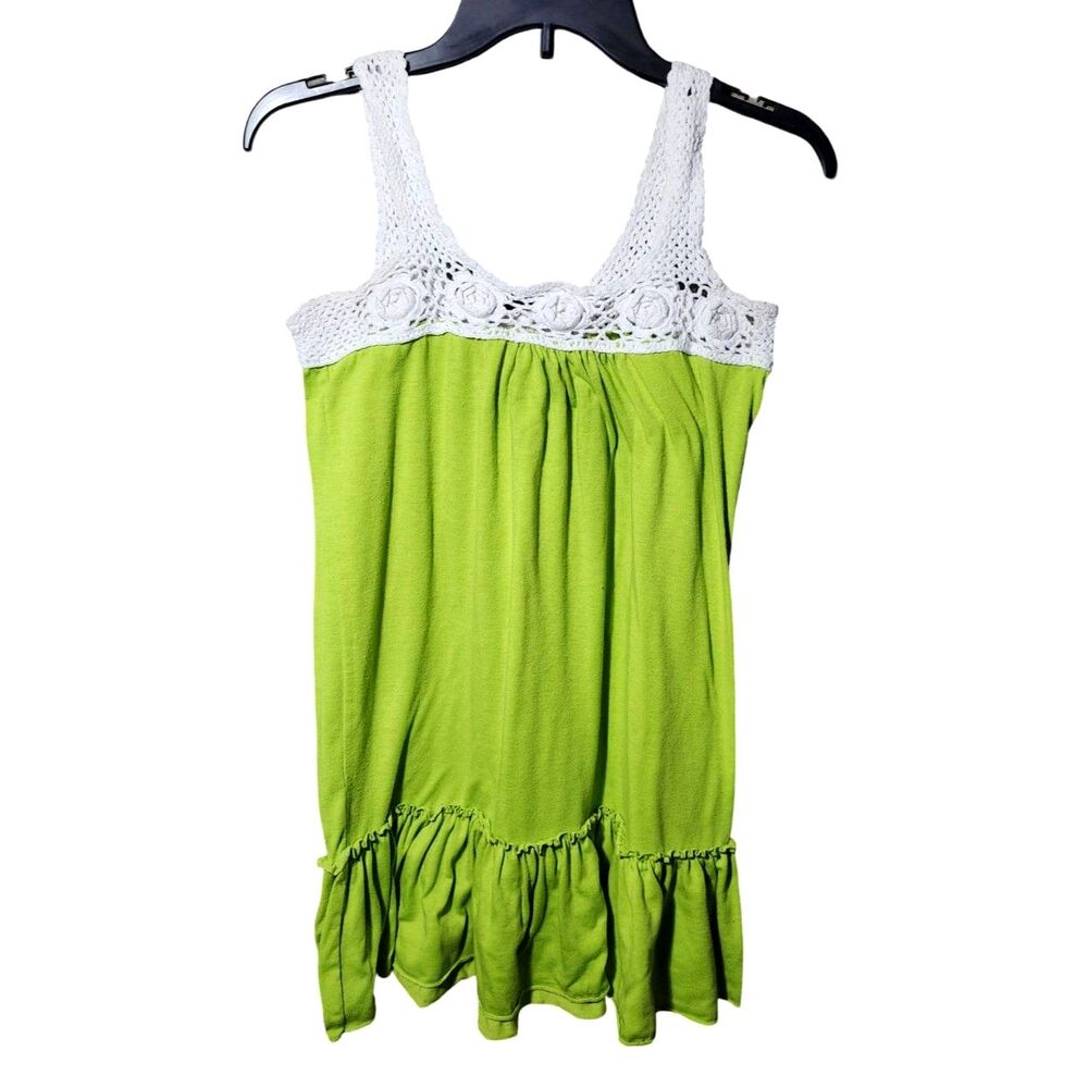Roommates California Lime Green Crochet Trim Tank Top